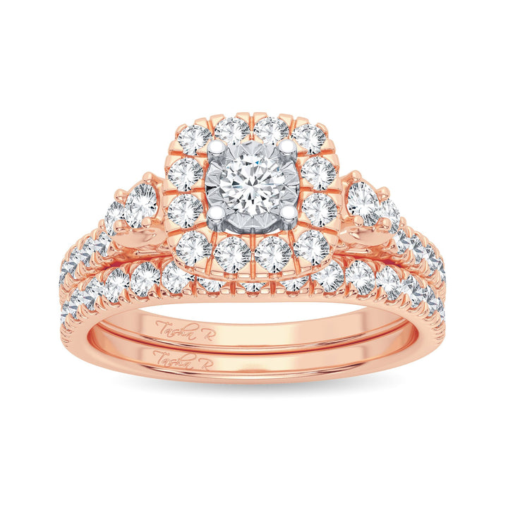 Romantic 14k Rose Gold Lab Diamond Bridal Ring (1CT)