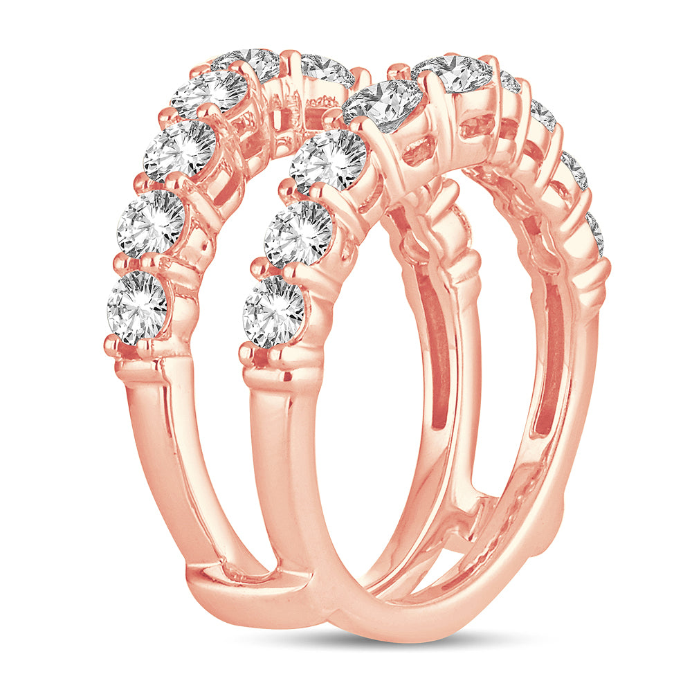 14k Rose Gold Lab Diamond Ring Guard Enhancer 2CT