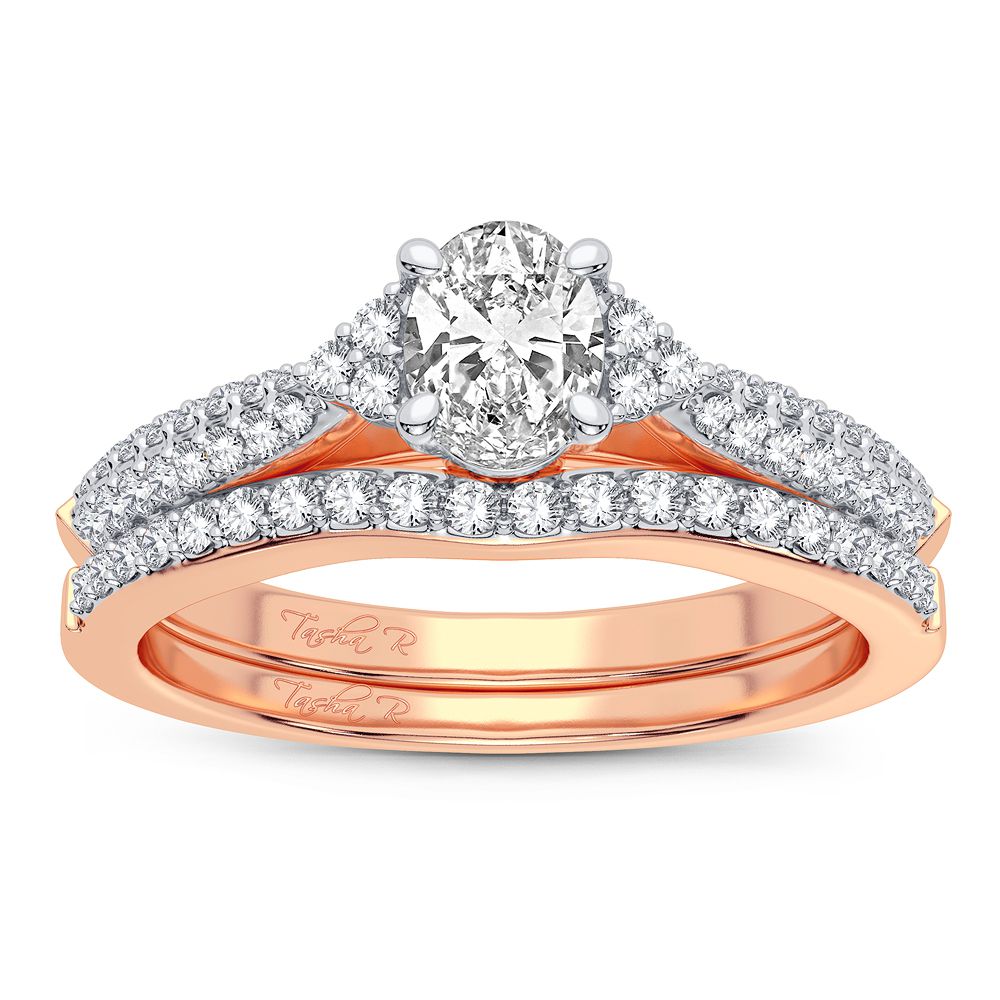Romantic 14k Rose Gold Lab Diamond Bridal Ring