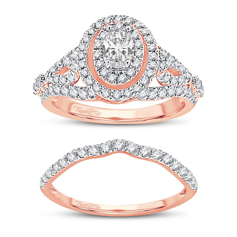 Romantic 14k Rose Gold Lab Diamond Bridal Ring 1.20CT
