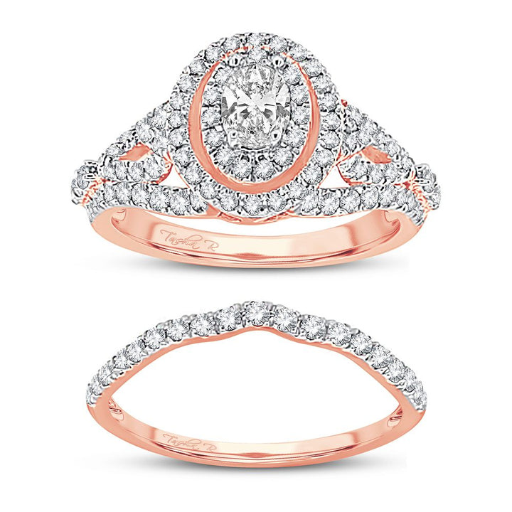 Romantic 14k Rose Gold Lab Diamond Bridal Ring 1.20CT