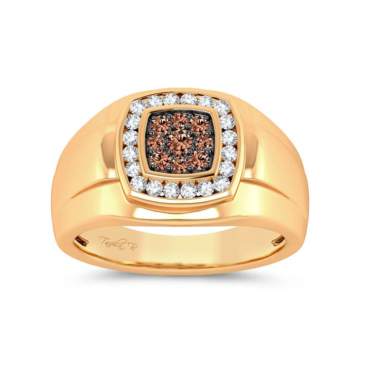 14K Yellow Gold Lab Diamond Mens Statement Ring