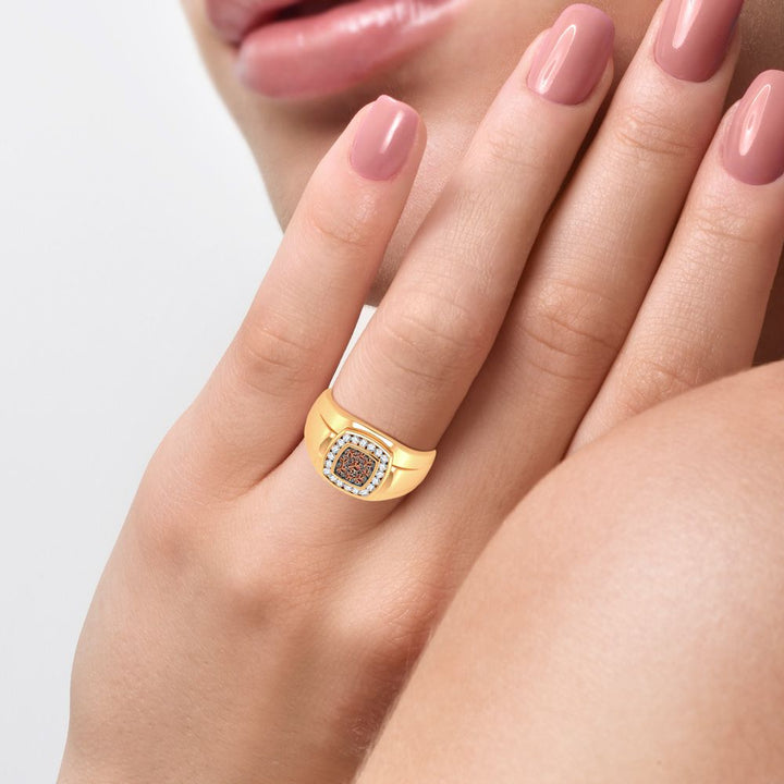 14K Yellow Gold Lab Diamond Mens Statement Ring