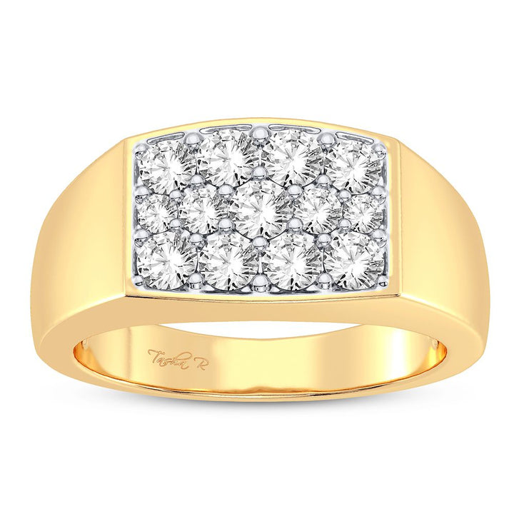 Bold 14K Gold Mens Ring with Brilliant Lab Diamond