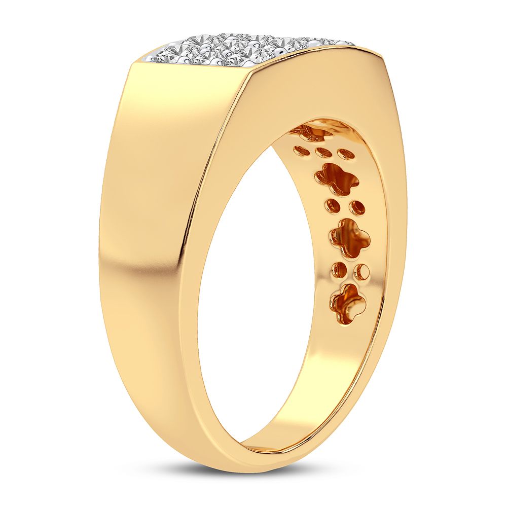 Bold 14K Gold Mens Ring with Brilliant Lab Diamond
