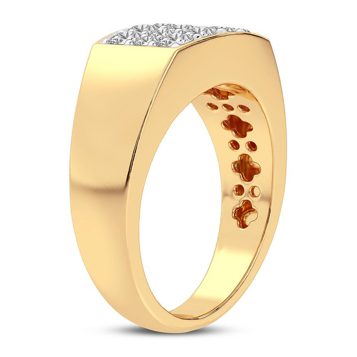 Bold 14K Gold Mens Ring with Brilliant Lab Diamond