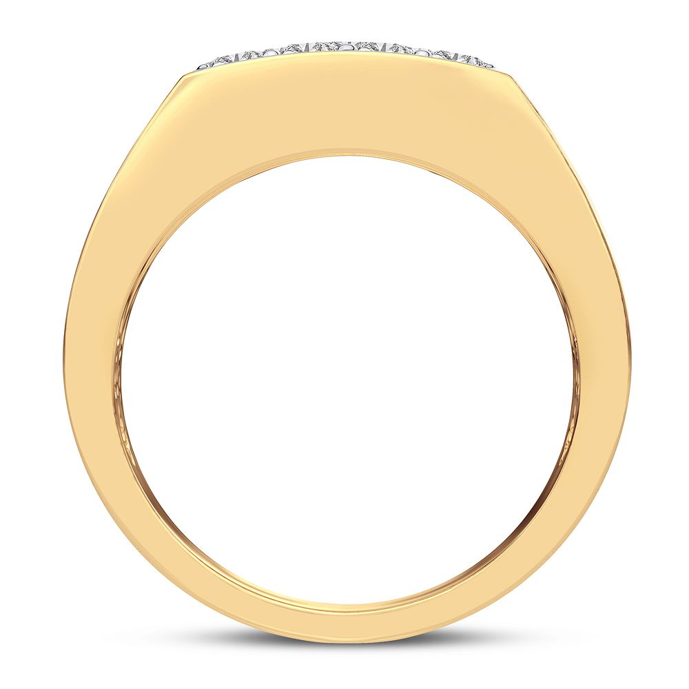 Bold 14K Gold Mens Ring with Brilliant Lab Diamond