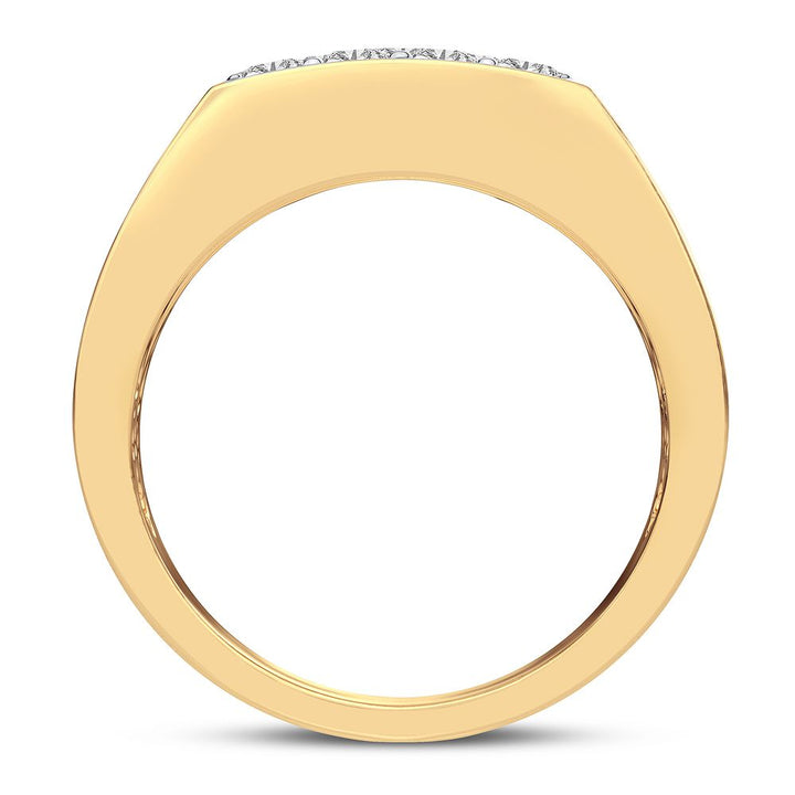 Bold 14K Gold Mens Ring with Brilliant Lab Diamond