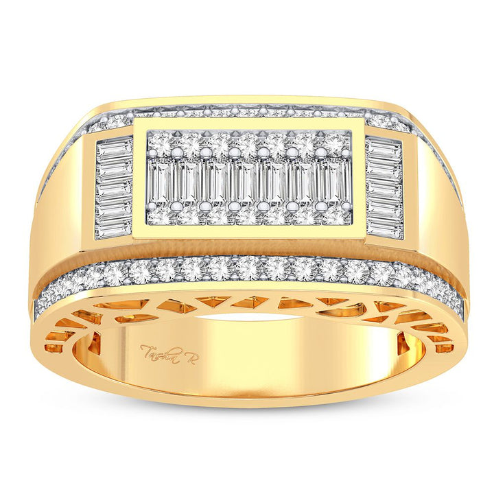 14K Yellow Gold Mens Lab Diamond Statement Ring