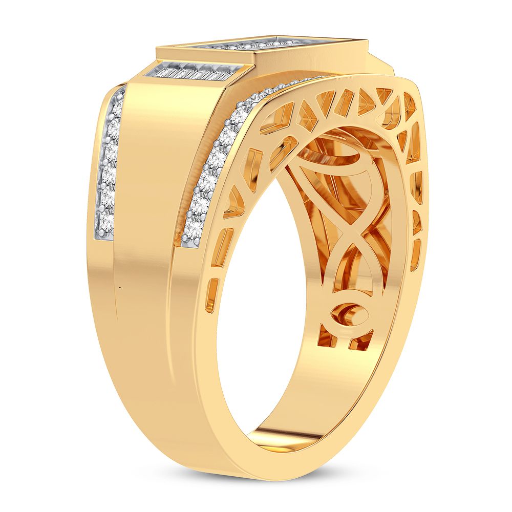 14K Yellow Gold Mens Lab Diamond Statement Ring
