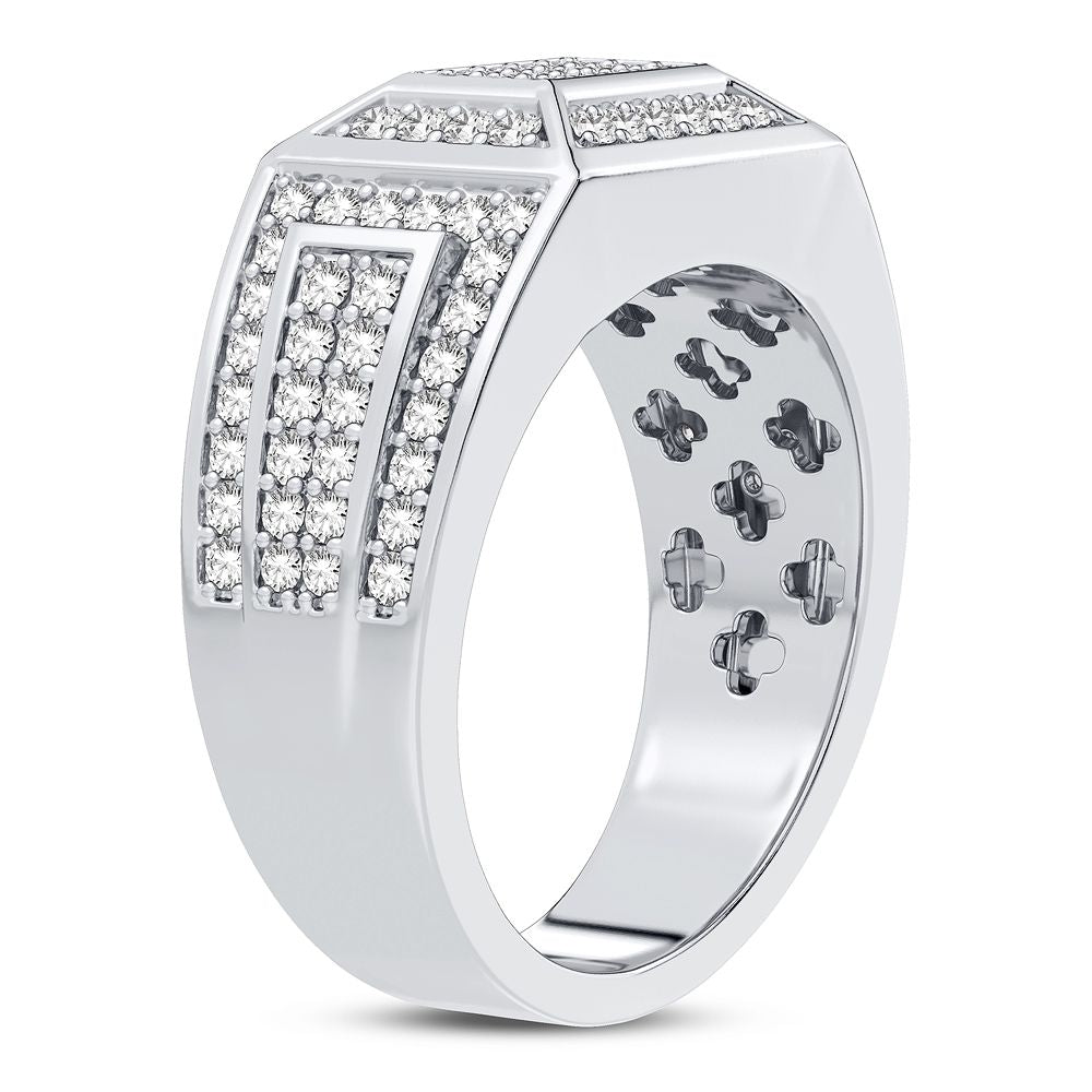 Sophisticated 14K White Gold 1CT Lab Diamond Mens Statement Ring