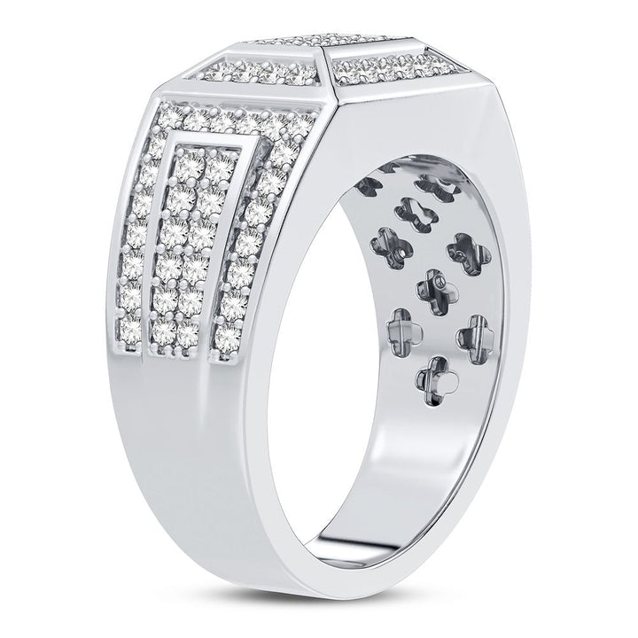 Sophisticated 14K White Gold 1CT Lab Diamond Mens Statement Ring