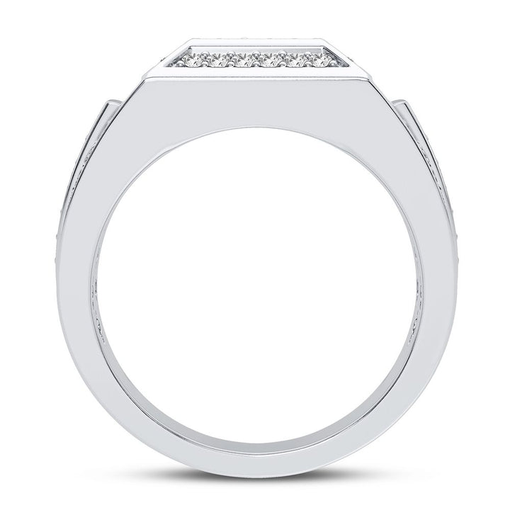 Sophisticated 14K White Gold 1CT Lab Diamond Mens Statement Ring