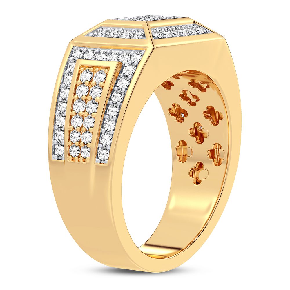 Bold 14K Yellow Gold 1CT Lab Diamond Mens Ring
