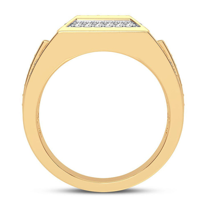 Bold 14K Yellow Gold 1CT Lab Diamond Mens Ring