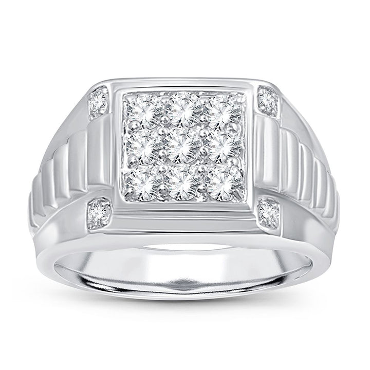 Sophisticated 14K White Gold 1CT Lab Diamond Mens Ring