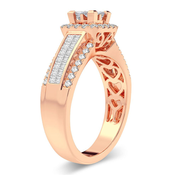 Romantic 14k Rose Gold Lab Diamond Engagement Ring (0.93CT)