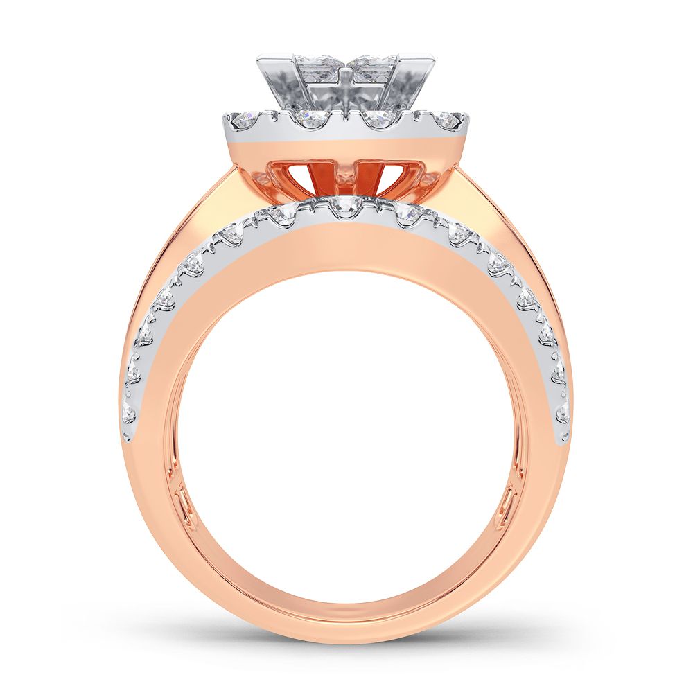 Romantic 14k Rose Gold 1.95CT Lab Diamond Engagement Ring