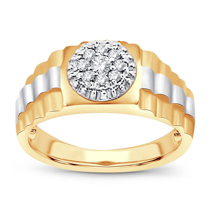 10K Yellow Gold Mens Lab Diamond Signature Band Ring