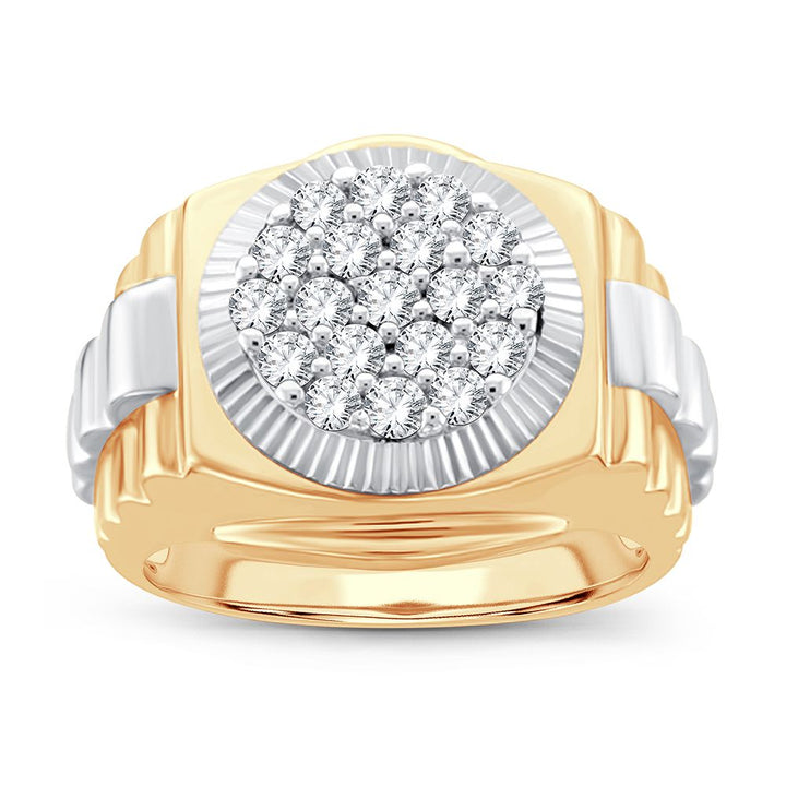 Masculine 14K Gold 1CT Lab Diamond Mens Ring