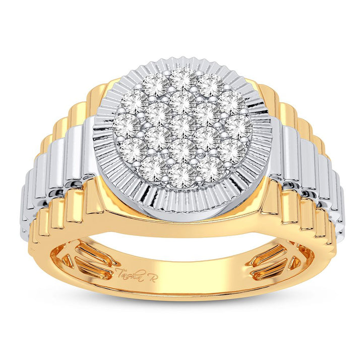 14K Yellow Gold Mens Lab Diamond Statement Ring