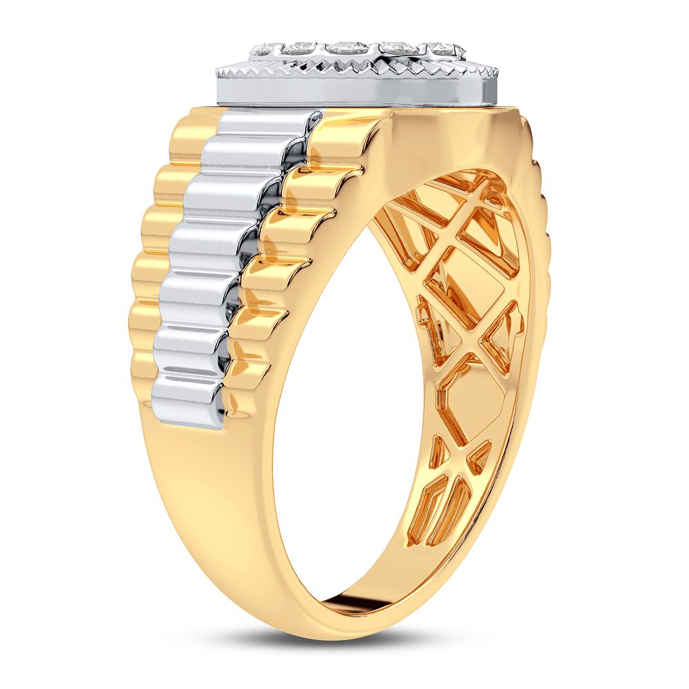 14K Yellow Gold Mens Lab Diamond Statement Ring