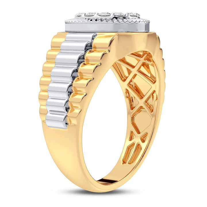 14K Yellow Gold Mens Lab Diamond Statement Ring