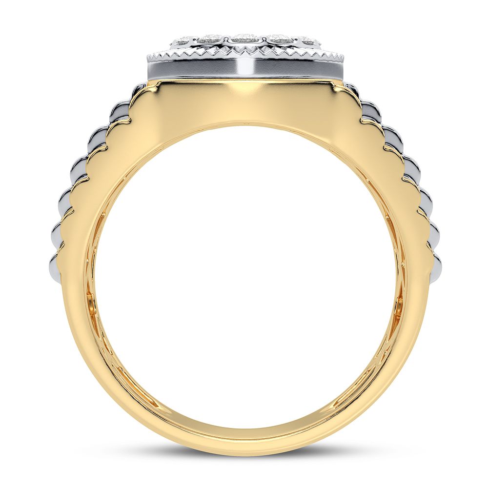 14K Yellow Gold Mens Lab Diamond Statement Ring