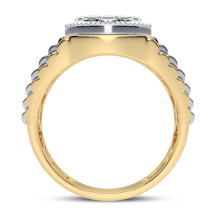 14K Yellow Gold Mens Lab Diamond Statement Ring