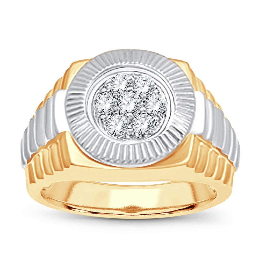 Bold 14K Yellow Gold 1CT Lab Diamond Mens Band