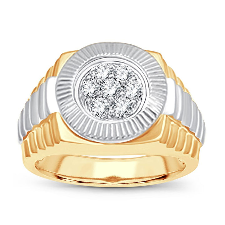 Bold 14K Yellow Gold 1CT Lab Diamond Mens Band
