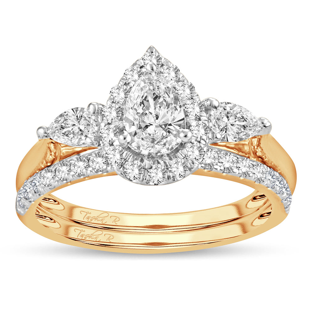 Brilliant Lab Diamond Bridal Ring in 14k Yellow Gold