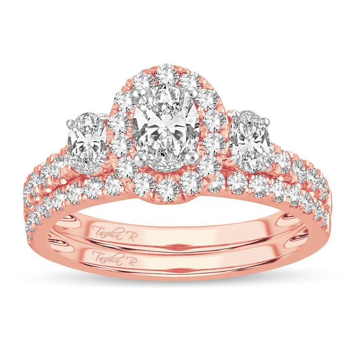 Romantic 14k Rose Gold Lab Diamond Bridal Ring 1.50CT