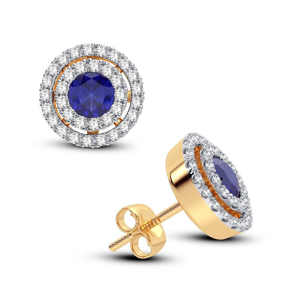 14K 0.28CT Diamond Sapphire Earring