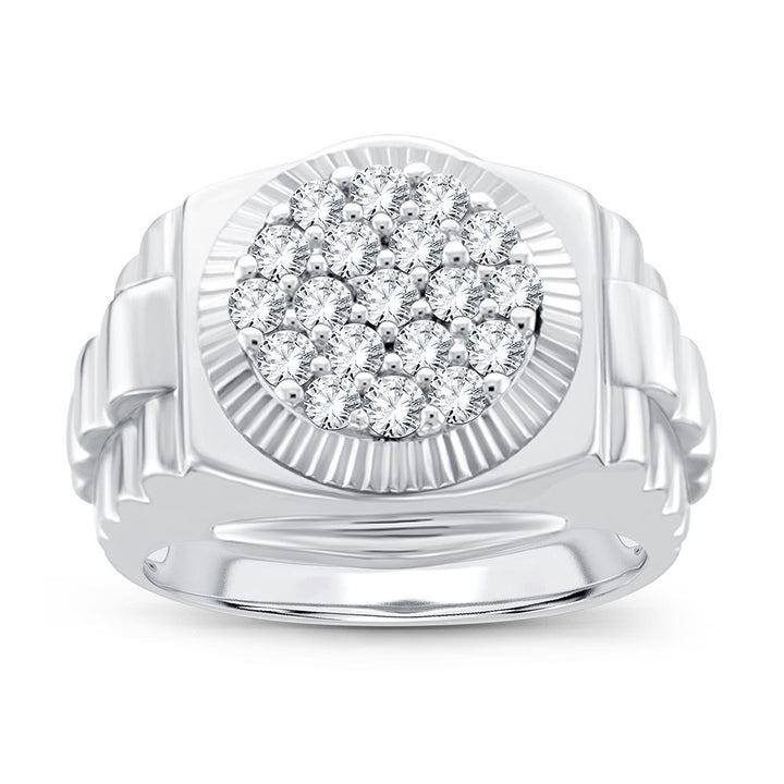 Sophisticated 14K White Gold 1CT Lab Diamond Mens Ring