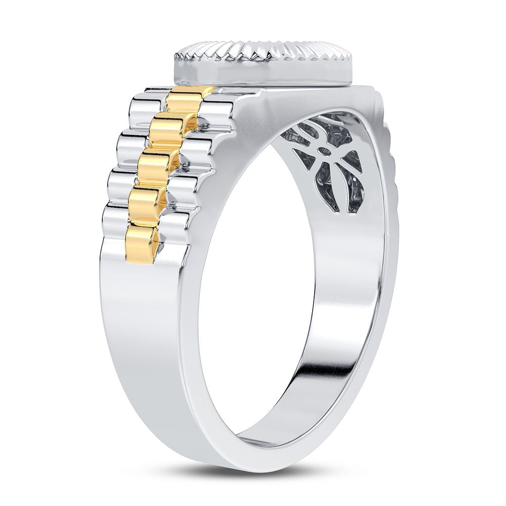 10K Yellow Gold Mens Lab Diamond Signature Band Ring