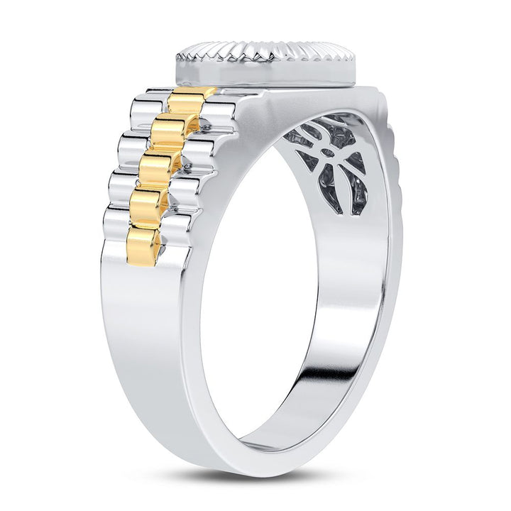 10K Yellow Gold Mens Lab Diamond Signature Band Ring