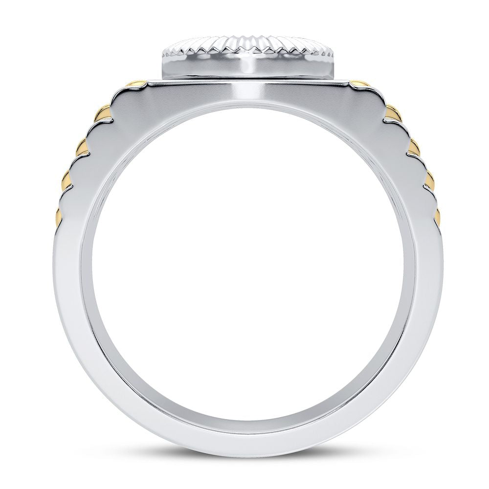 10K Yellow Gold Mens Lab Diamond Signature Band Ring