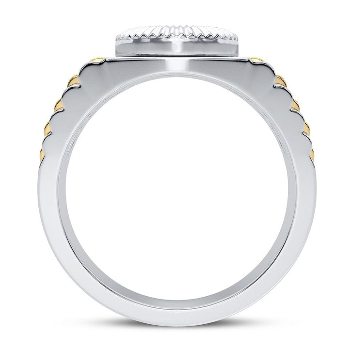 10K Yellow Gold Mens Lab Diamond Signature Band Ring