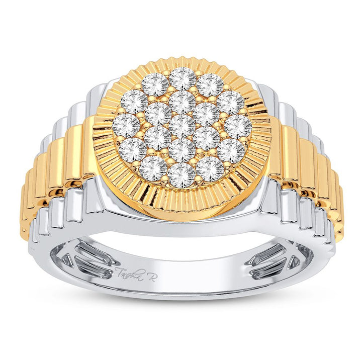 Sleek 14K White Gold 0.50CT Lab Diamond Mens Statement Ring