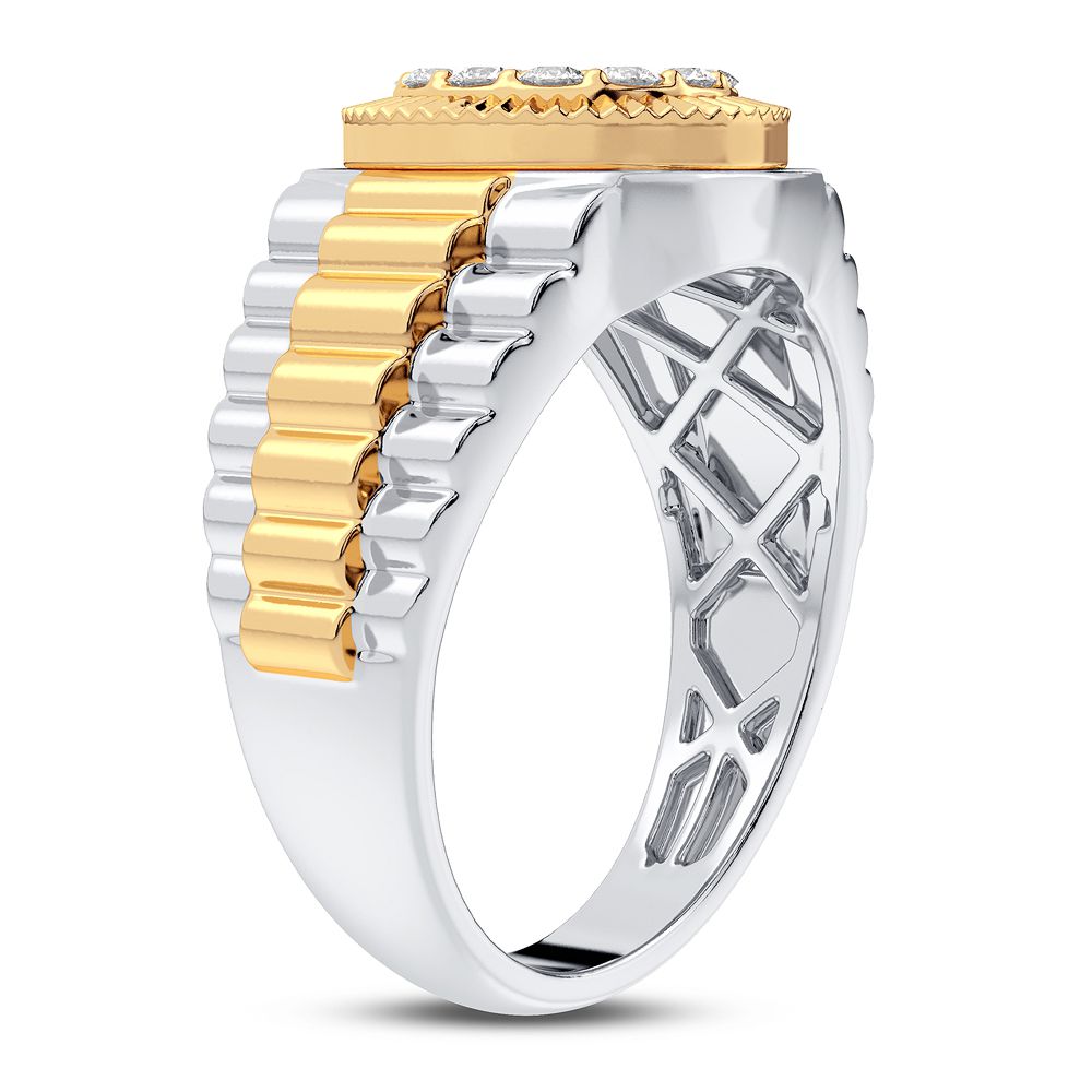 Sleek 14K White Gold 0.50CT Lab Diamond Mens Statement Ring