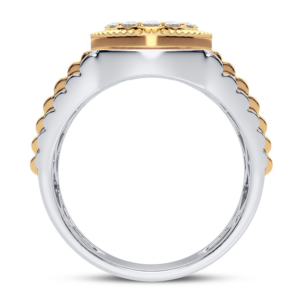 Sleek 14K White Gold 0.50CT Lab Diamond Mens Statement Ring