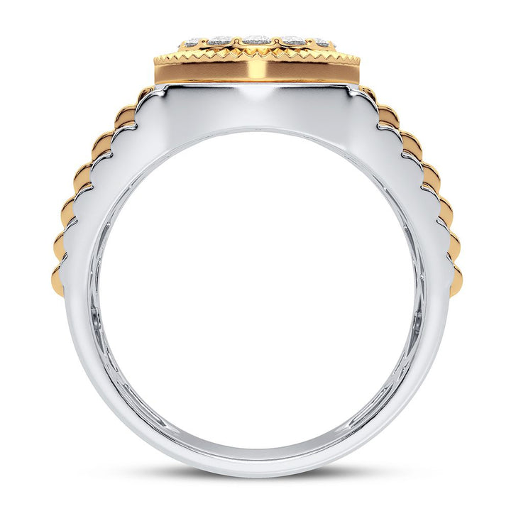 Sleek 14K White Gold 0.50CT Lab Diamond Mens Statement Ring