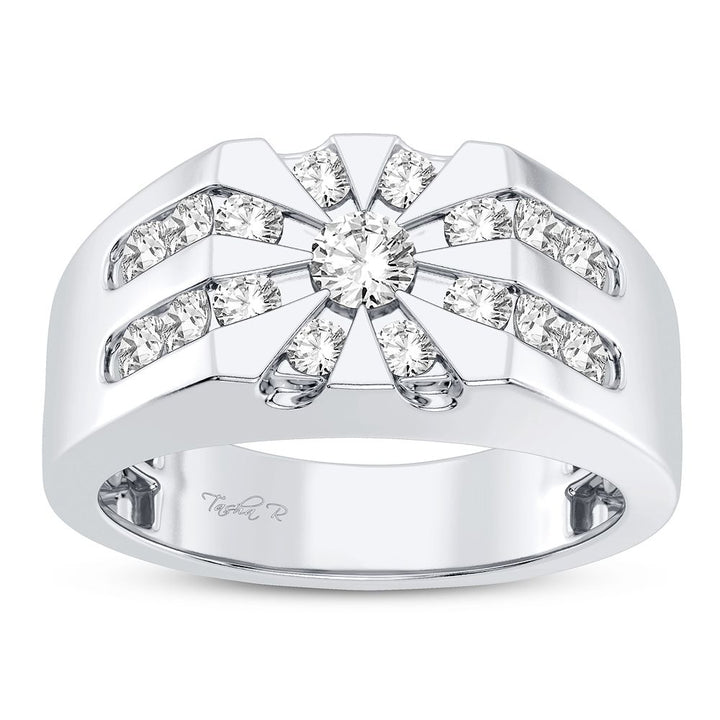 10K White Gold 1CT Lab Diamond Mens Statement Ring