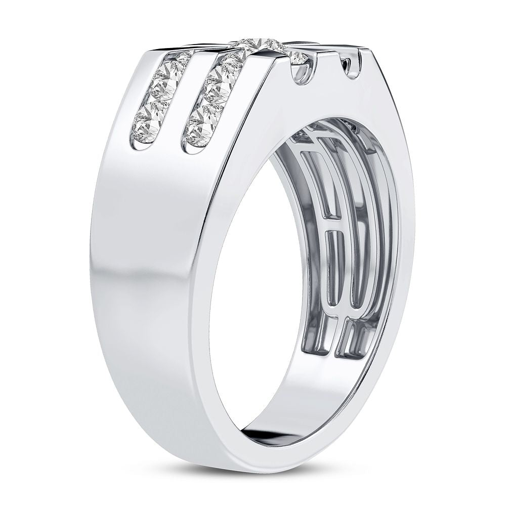 10K White Gold 1CT Lab Diamond Mens Statement Ring