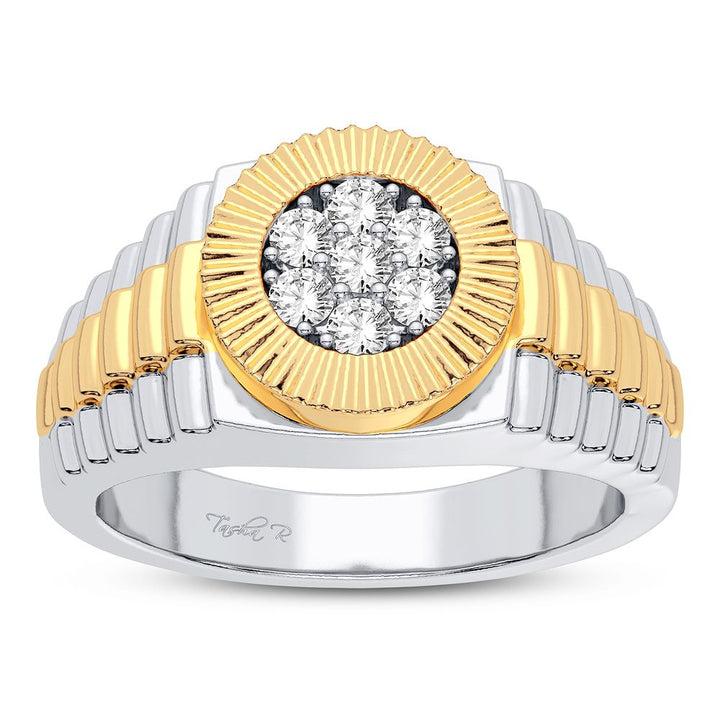 14K White Gold 0.50CT Lab Diamond Mens Modern Ring