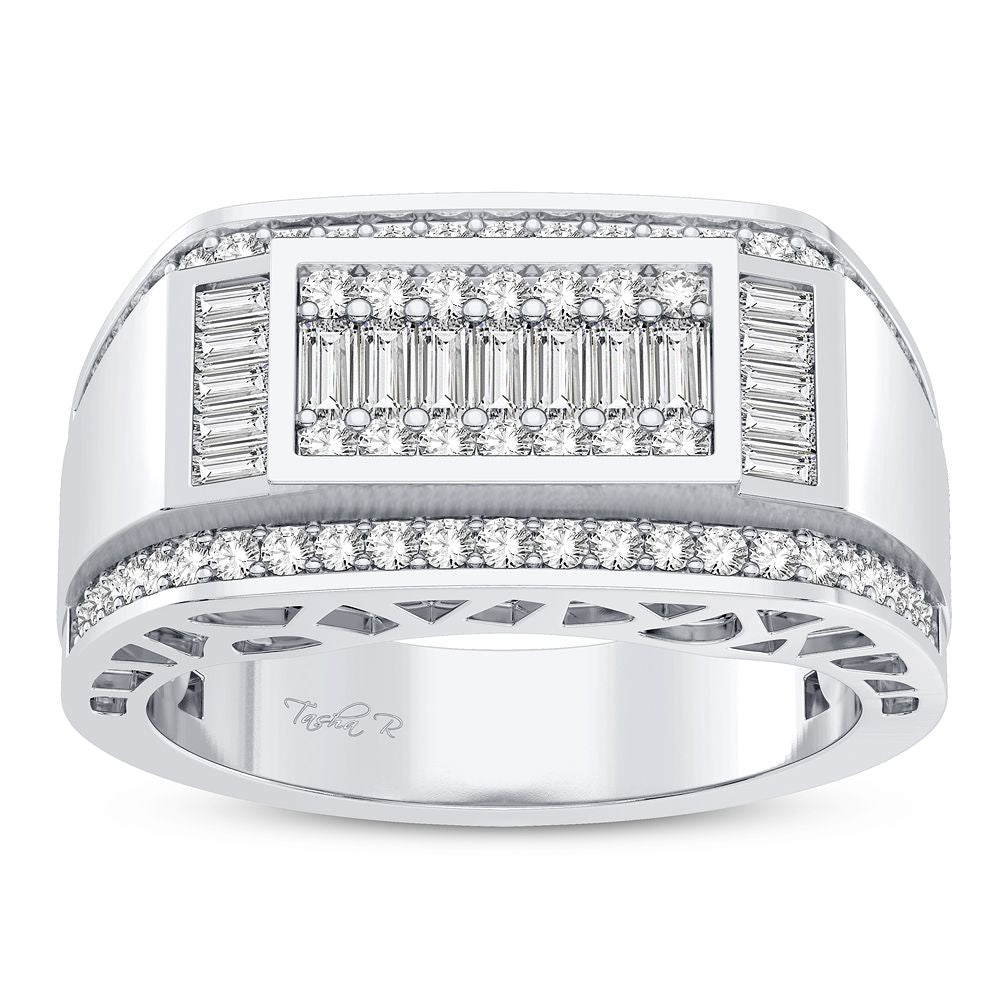 Sophisticated 14K White Gold Mens Certified Lab Diamond Ring