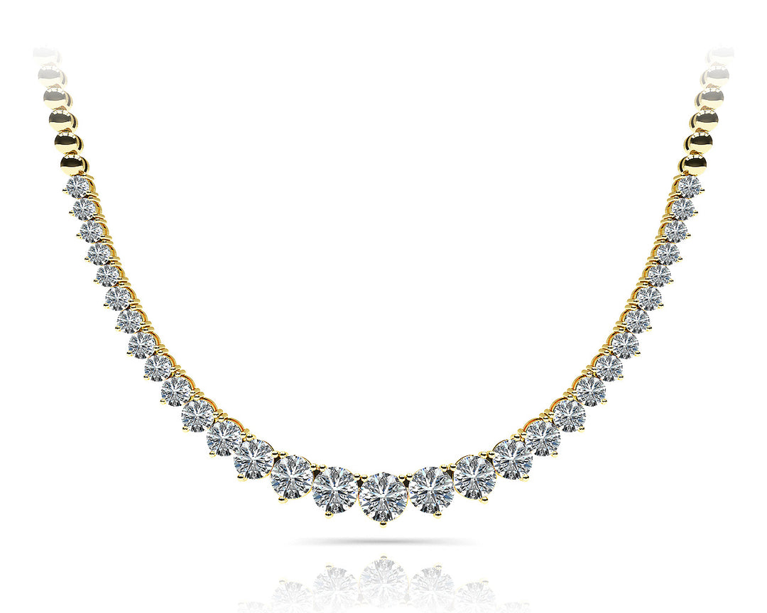 14K Yellow Gold Round Diamond Fashion Necklace