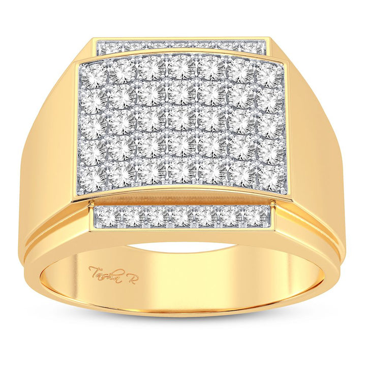 Bold 14K Yellow Gold 1CT Lab Diamond Mens Ring