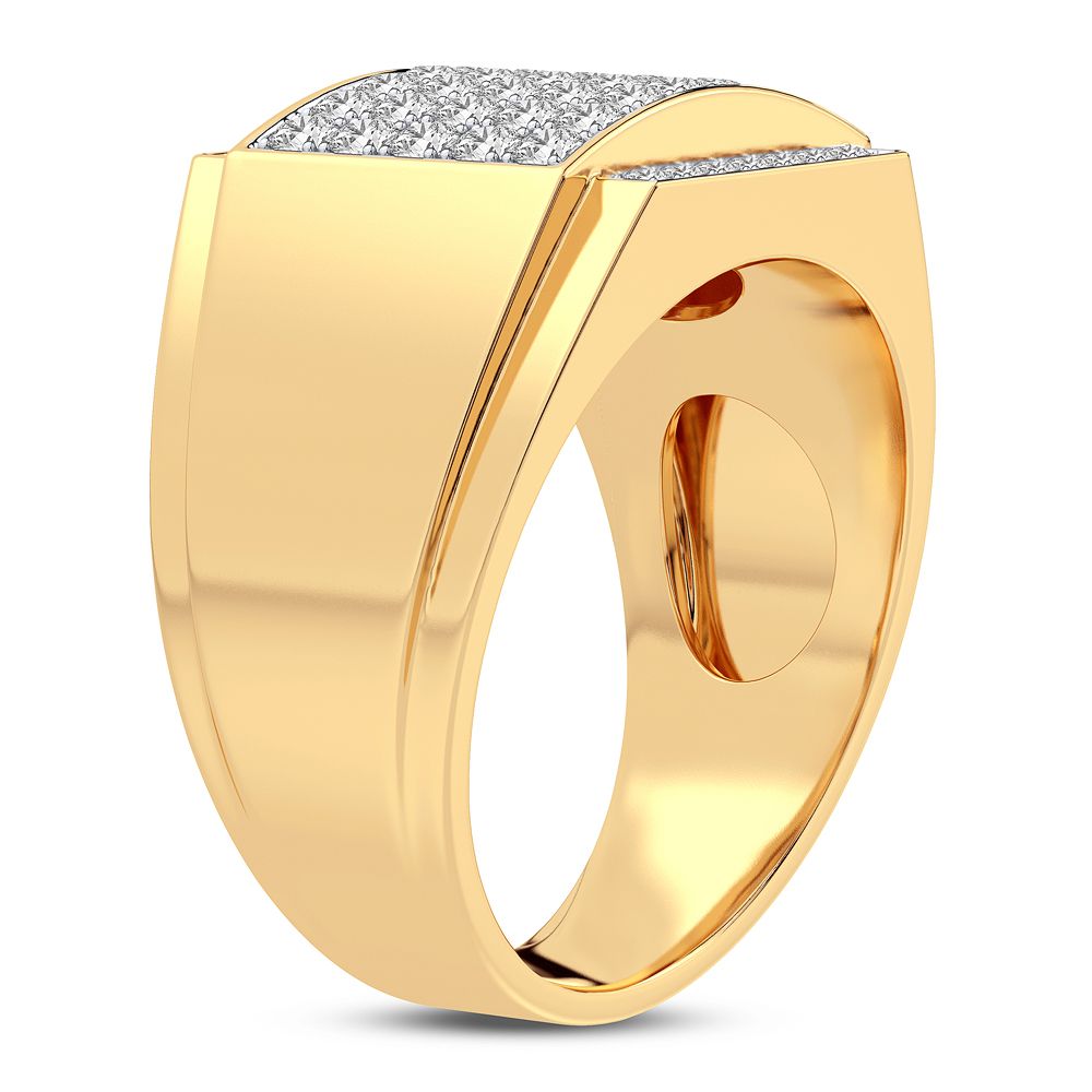 Bold 14K Yellow Gold 1CT Lab Diamond Mens Ring